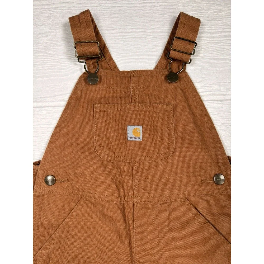Carhartt 4T Brown Duck Canvas Bib Overalls Double Knee Workwear Farm OX8609-B